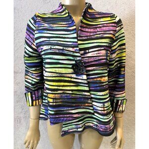 Stylish Asymmetrical Jacket, IC by Connie K One Button Sz S Made USA, Multicolor